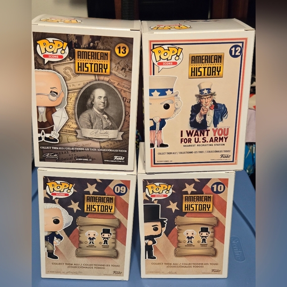 Funko Pop American History Bundle Ben Franklin, Washington, Lincoln, Uncle Sam - Picture 7 of 8